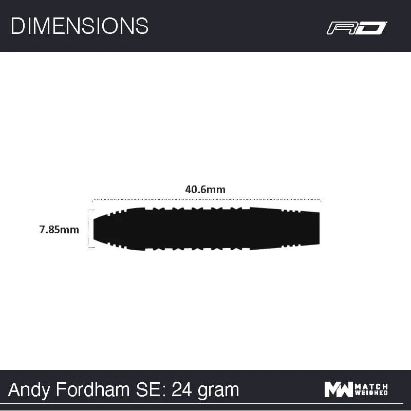 Winmau Andy Fordham %90 Tungsten Dart Oku 24g 