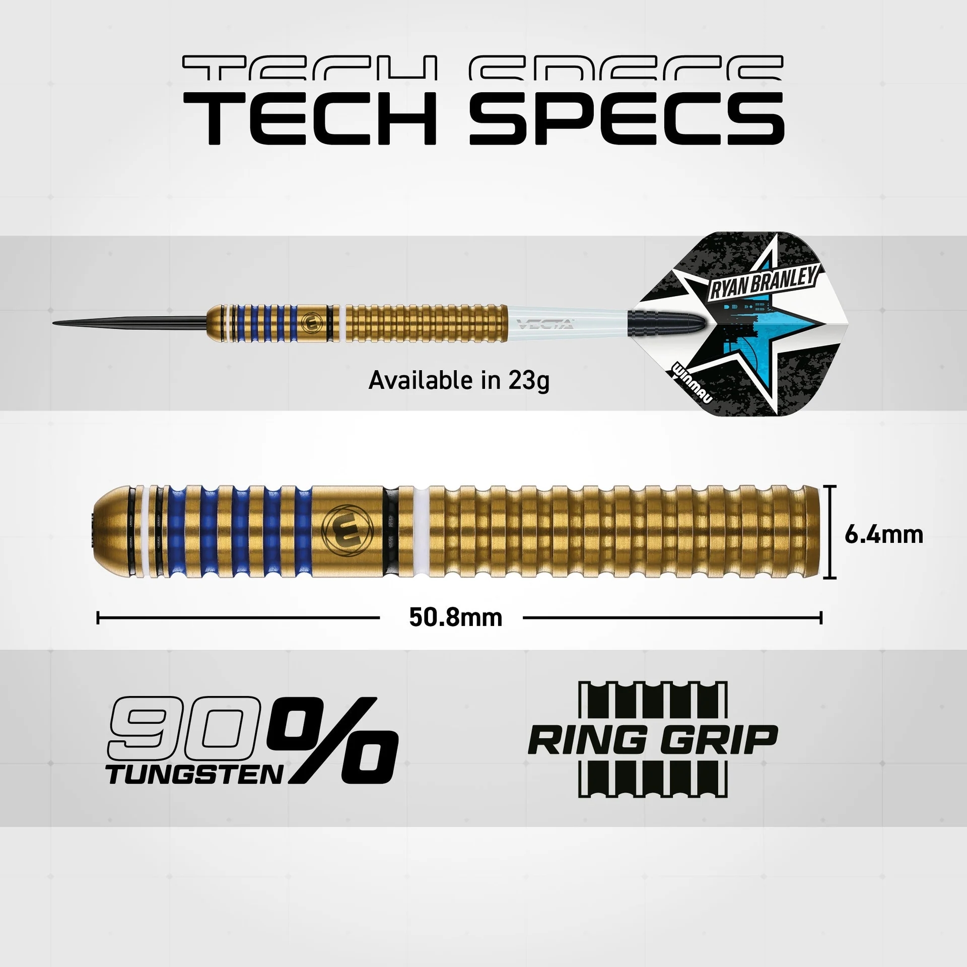 Winmau Ryan Branley Tungsten Çelik Uçlu Dart Oku 23gr