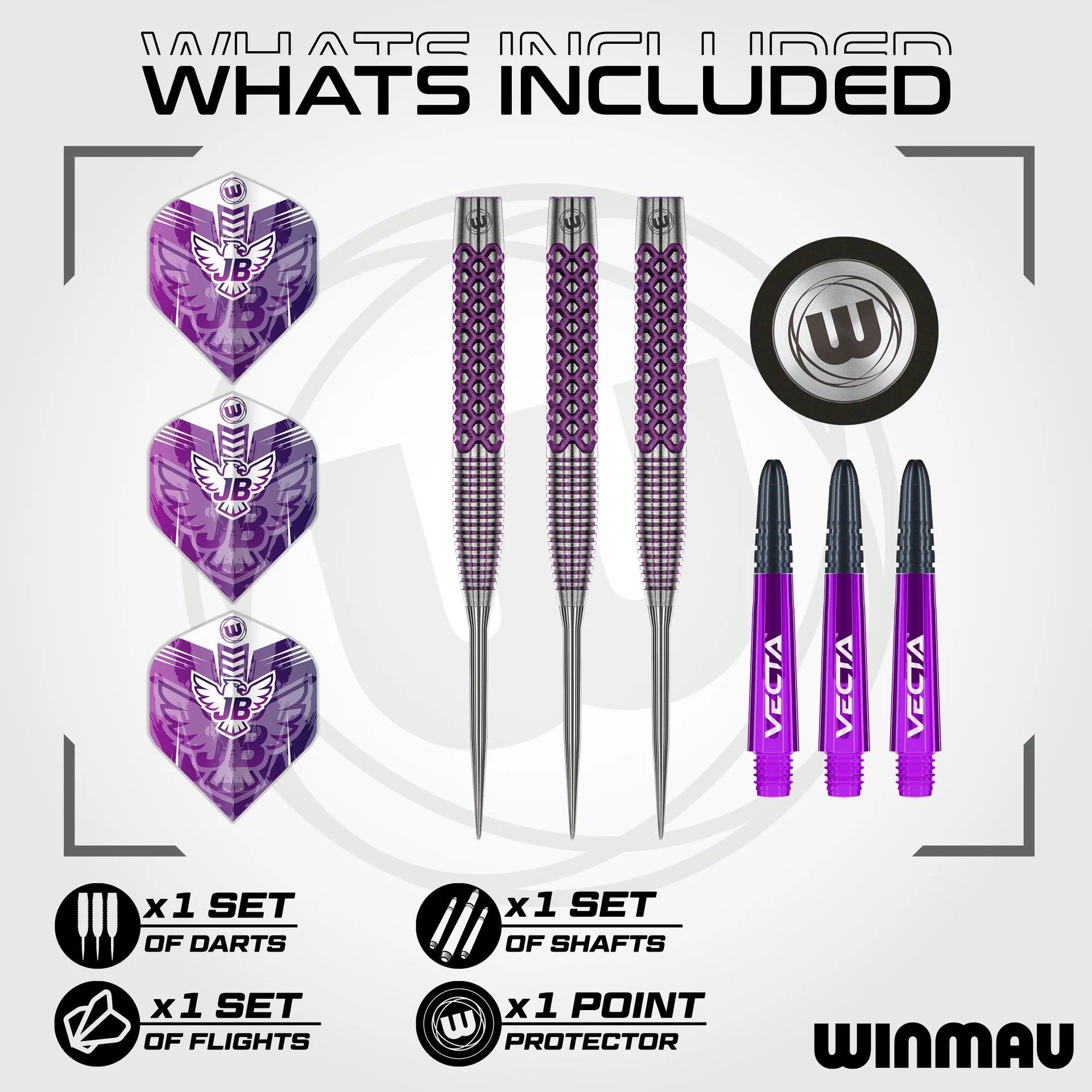 Winmau John Brown Tungsten Çelik Uçlu Dart Oku 22gr