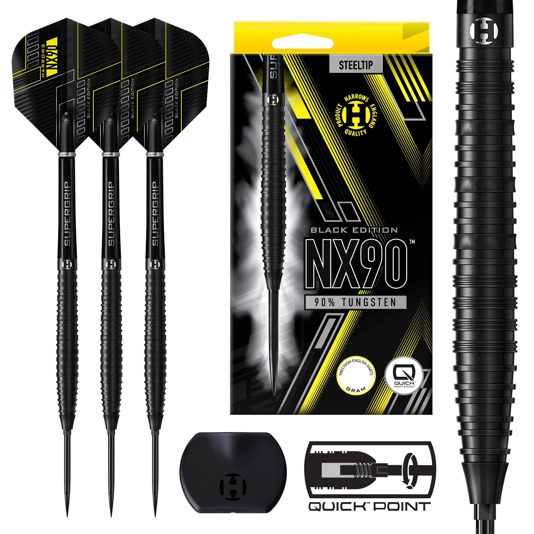Harrows NX90 Black Edition Quick Point 90% Tungsten Dart Oku