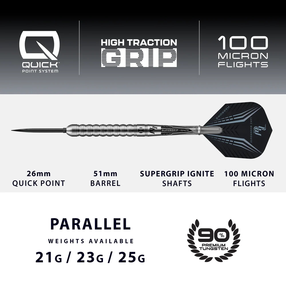 Harrows Luke Woodhouse 90% Quick Point Dart Oku
