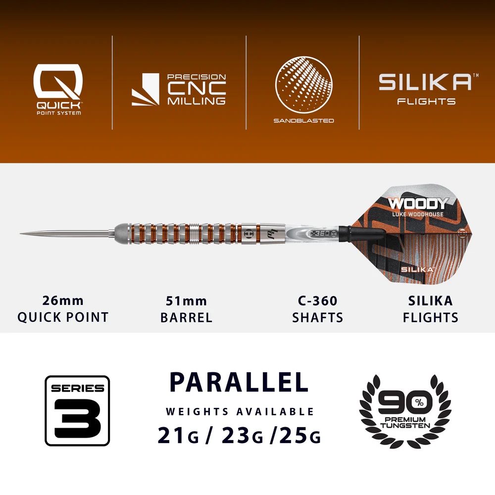 Harrows Luke Woodhouse 90% Series 3 Quick Point Dart Oku