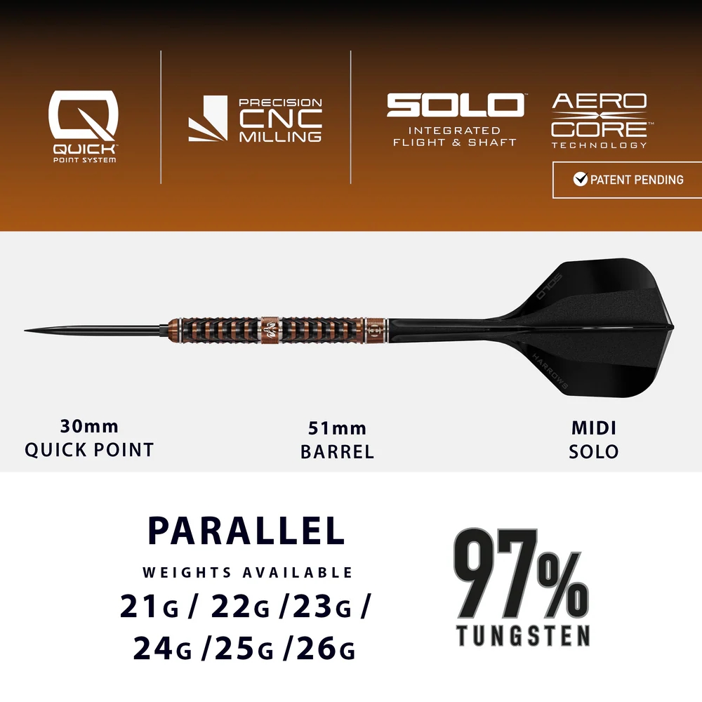 Harrows Wolfram Trinity 97% Quick Point Dart Oku