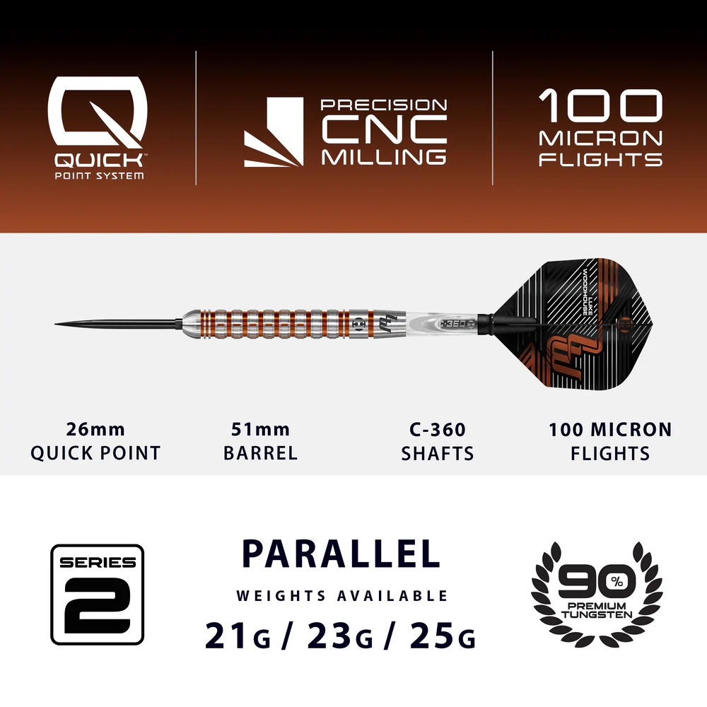 Harrows Luke Woodhouse 90% Series 2 Quick Point Dart Oku