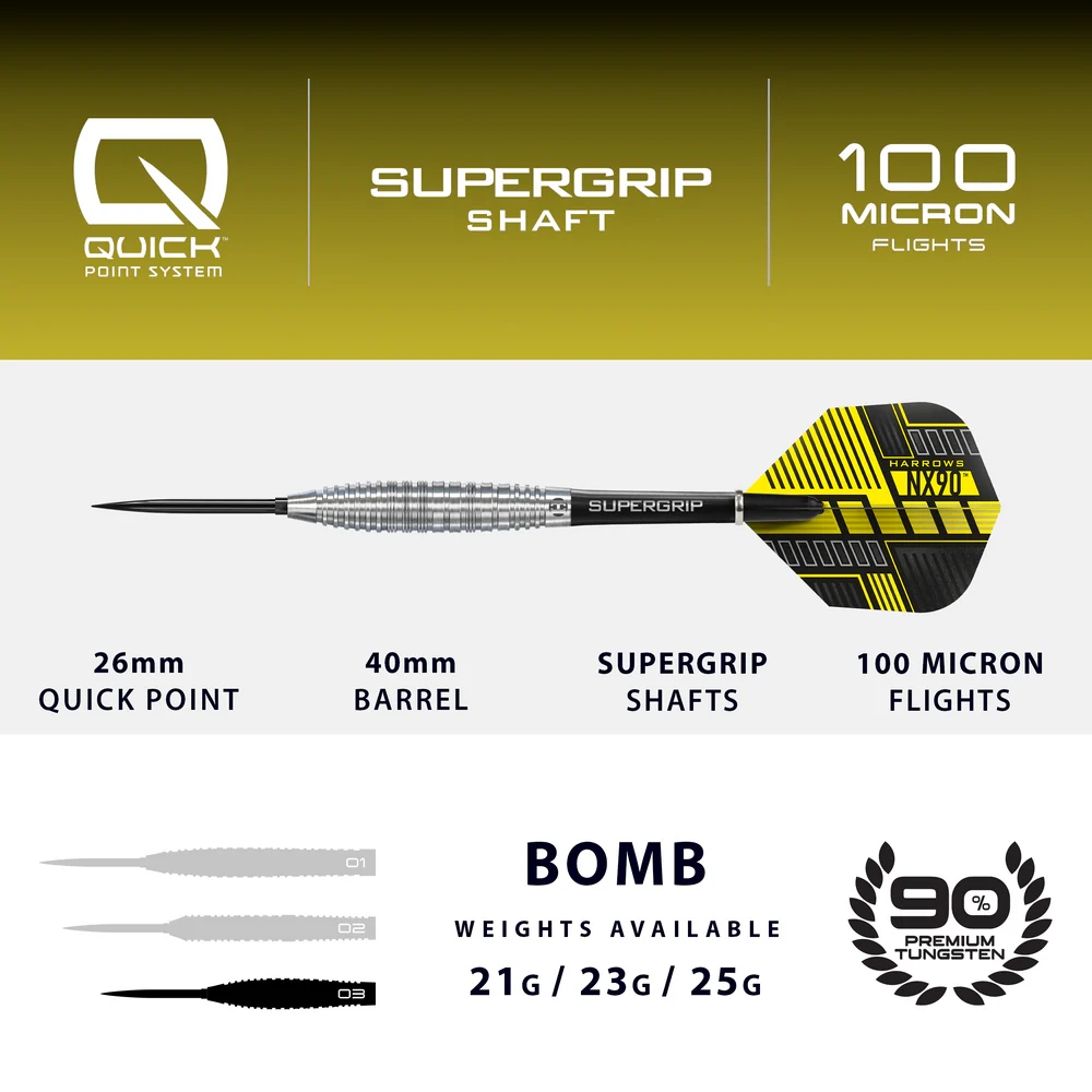 Harrows NX90 Bomb 90% Quick Point Dart Oku - DERYA BİLARDO