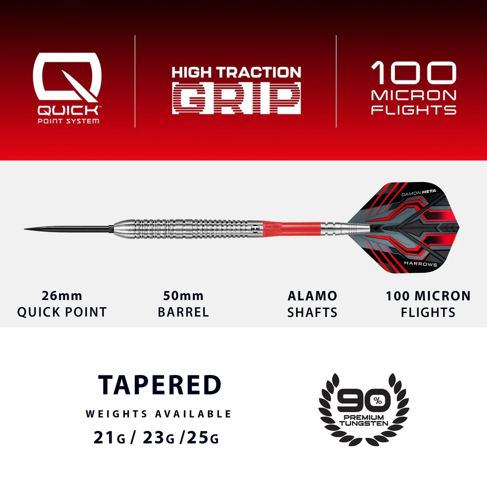 Harrows Damon Heta 90% Quick Point Dart Oku