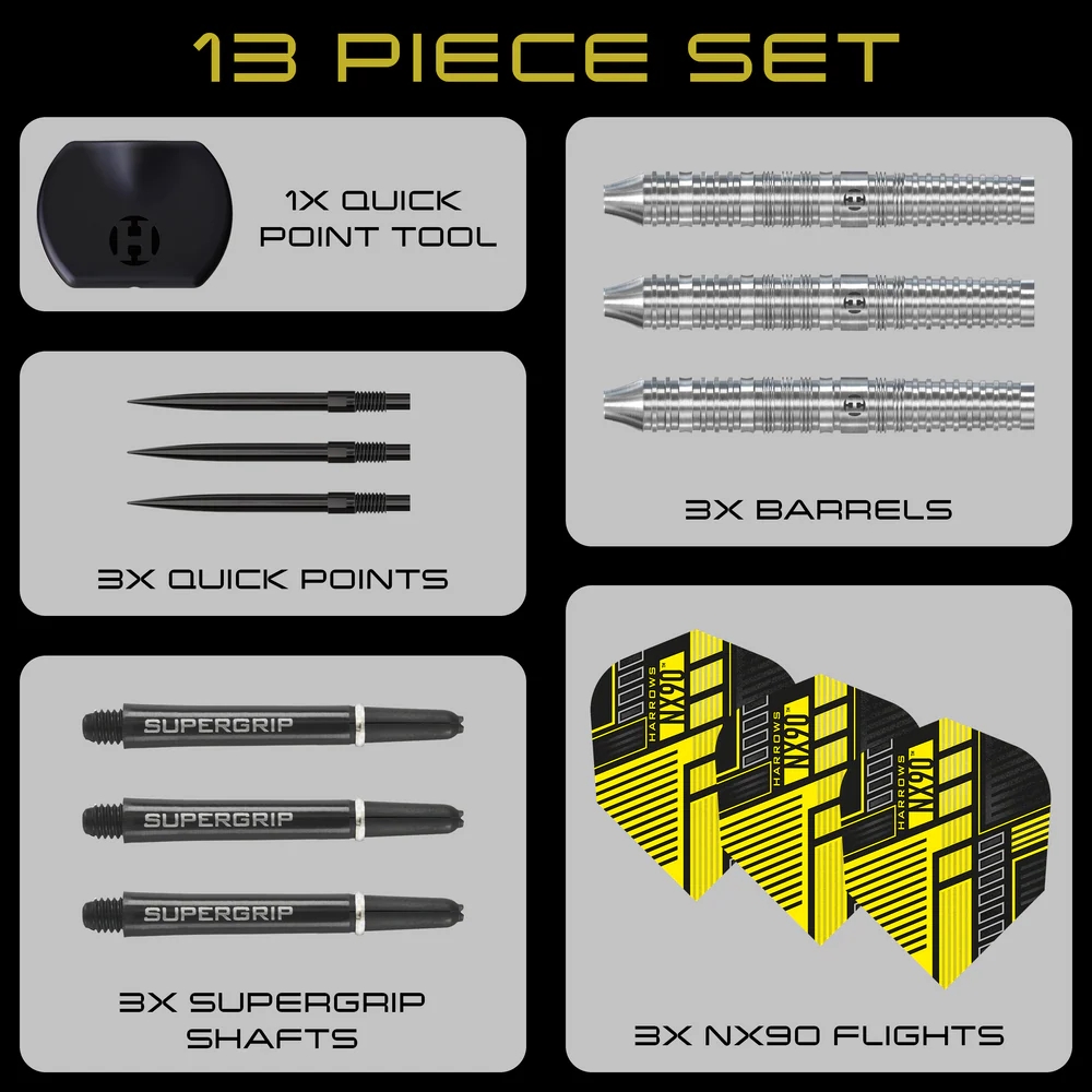 Harrows NX90 Parallel 90% Quick Point Dart Oku