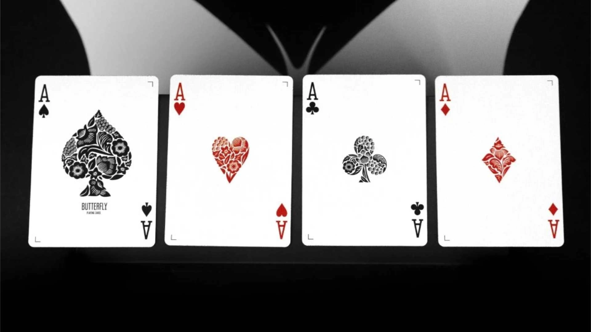 Limited Edition Butterfly Playing Cards Black & Silver