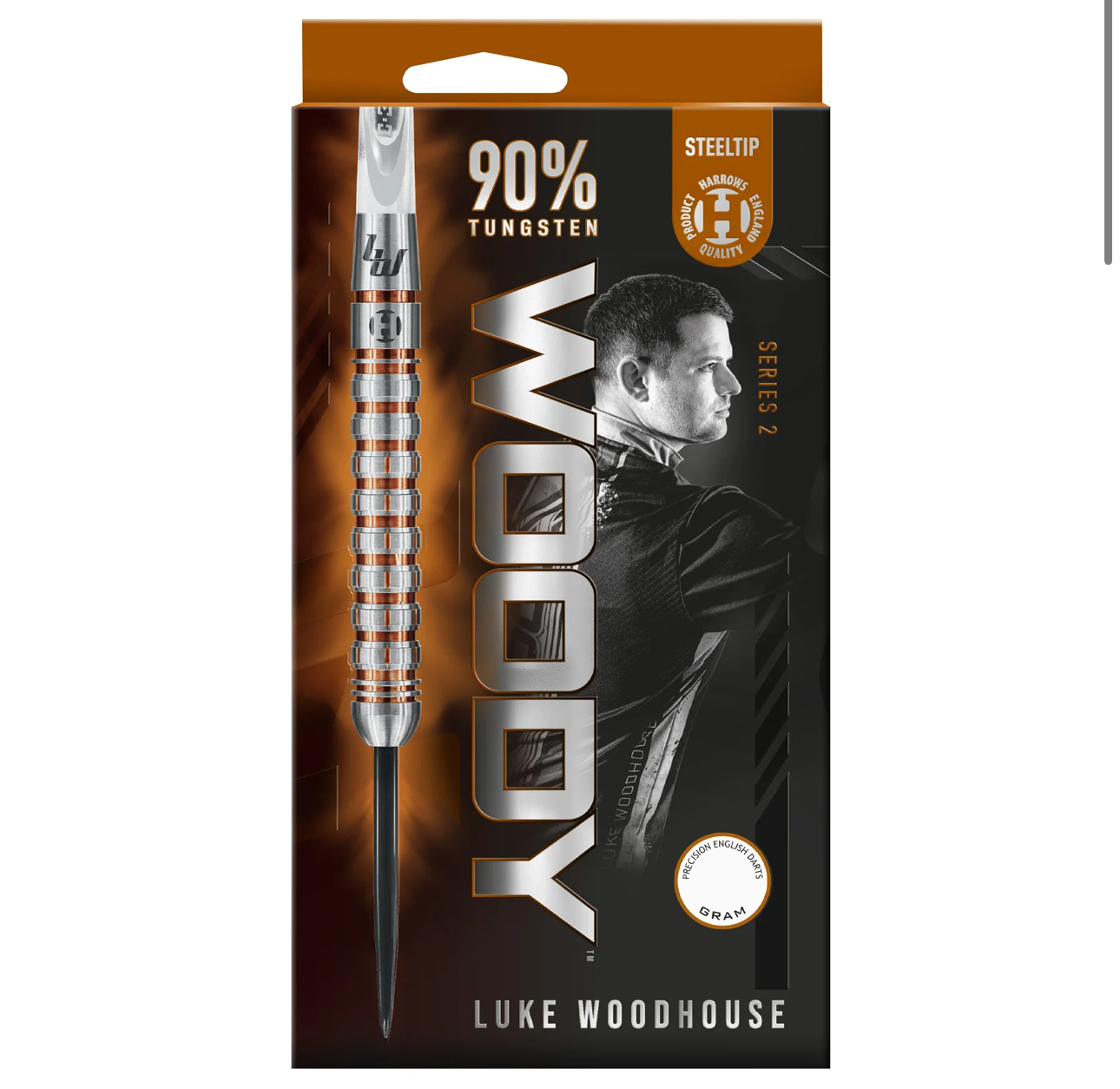 Harrows Luke Woodhouse Seri 2 90% Tungsten Çelik Uçlu Dart Oku