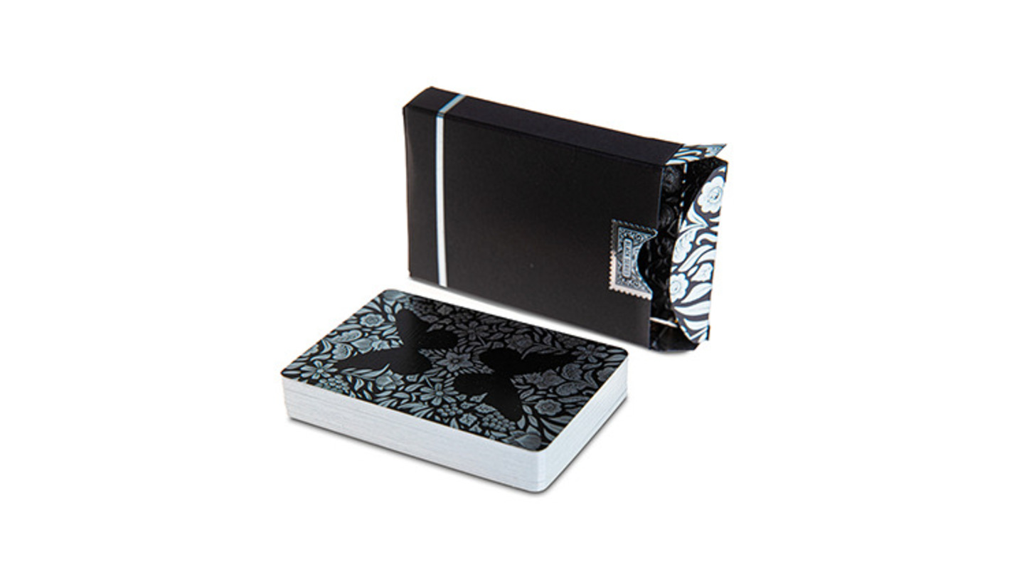 Limited Edition Butterfly Playing Cards Black & Silver