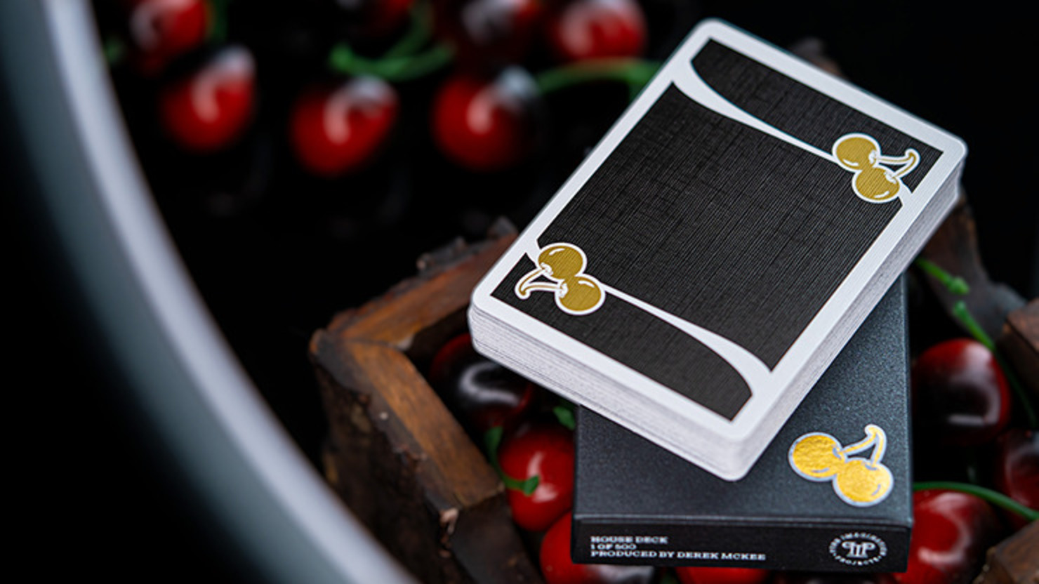 Cherry Casino House Deck (Monte Carlo Black and Gold) Playing Cards